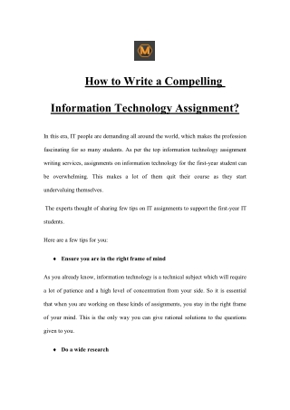 How to Write a Compelling Information Technology Assignment?