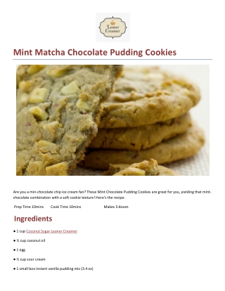 Mint Matcha Chocolate Pudding Cookies