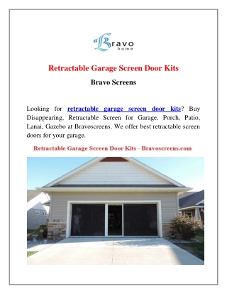 Retractable Garage Screen Door Kits | Bravo Screens