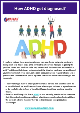 How ADHD get diagnosed | ADHD Treatment Centres in Bangalore | ADHD Clinic Near Me | CAPAAR