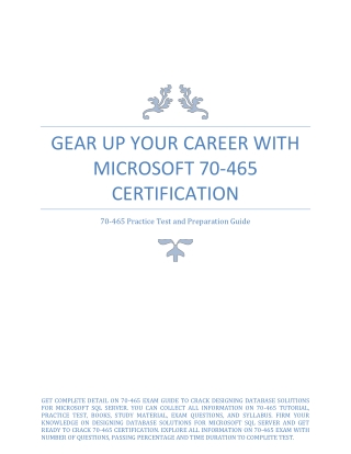 Gear up Your Career with Microsoft 70-465 Certification