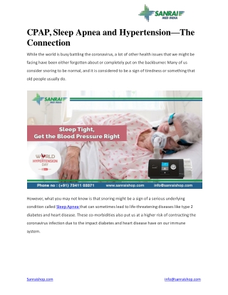 CPAP, Sleep Apnea and Hypertension—The Connection