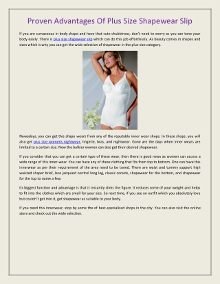 Proven Advantages Of Plus Size Shapewear Slip