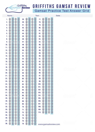 GAMSAT Answer Sheet