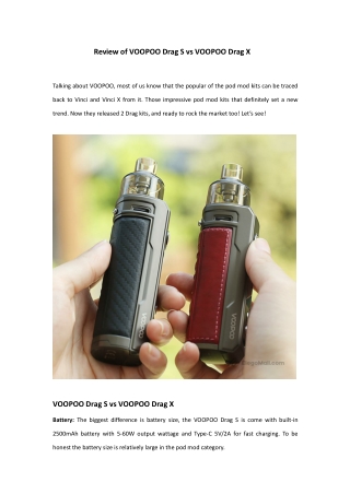 Review of VOOPOO Drag S vs VOOPOO Drag X