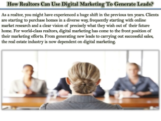 How Realtors Can Use Digital Marketing To Generate Leads?