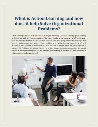 What is Action Learning and how does it help Solve Organizational Problems?
