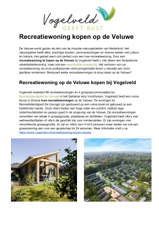 Recreatiewoning kopen Veluwe