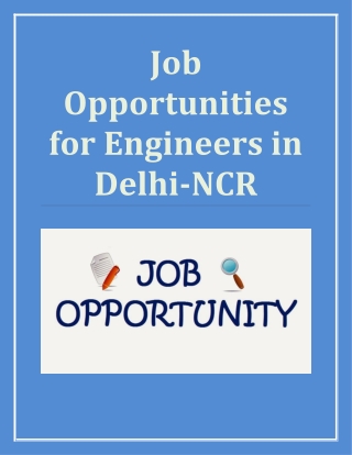 Job Opportunities for Engineers in Delhi-NCR