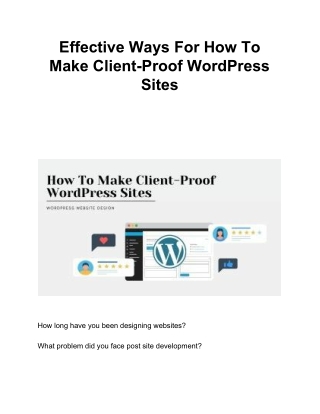 Effective Ways For How To Make Client-Proof WordPress Sites