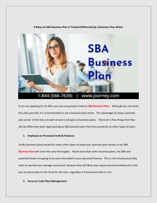 4 Ways an SBA Business Plan is Treated Differently by a Business Plan Writer