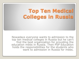 Top Ten Medical colleges in Russia - Mbbs Admission 2020q