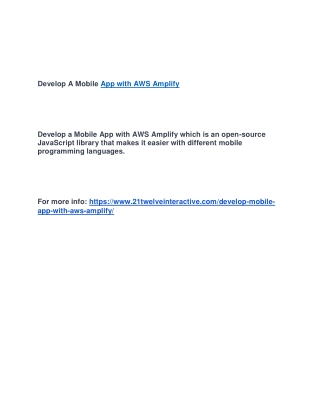 Develop A Mobile App with AWS Amplify