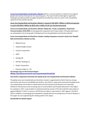 Corona Outbreak: Acute Care Hospital Beds and Stretchers Market Opportunities, Analysis & Forecast to 2025