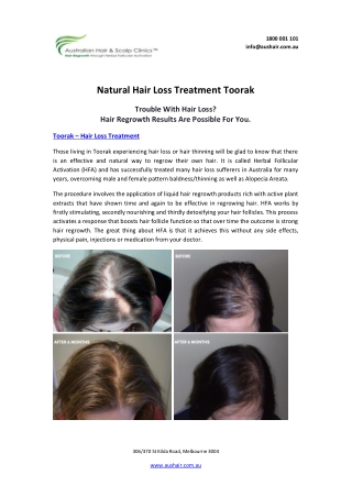 Natural Hair Loss Treatment Toorak