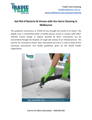 Get Rid of Bacteria & Viruses with Our Germ Cleaning in Melbourne