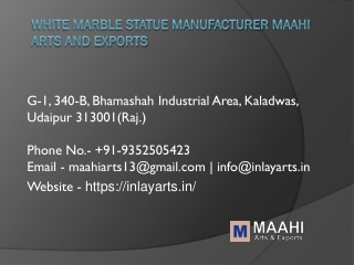 White Marble Statue Manufacturer Maahi  Arts and Exports