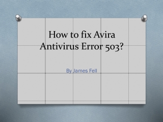 How to fix Avira Antivirus Error 503?
