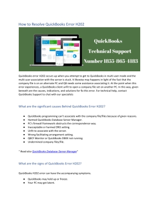 How to Resolve QuickBooks Error H202