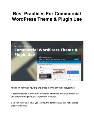 Best Practices For Commercial WordPress Theme & Plugin Use