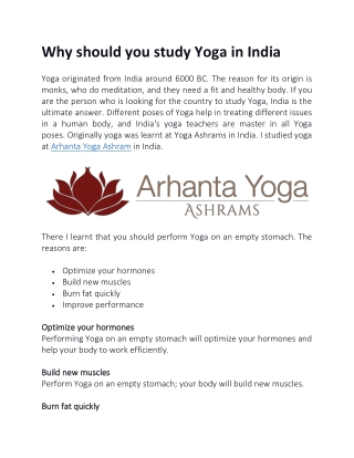 Why should you study Yoga in India