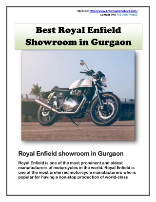 Best Royal Enfield Showroom in Gurgaon - Brawn Automobiles