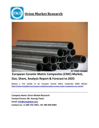 European Ceramic Matric Composites (CMC) Market Growth, Size, Share, Industry Report and Forecast 2019-2025