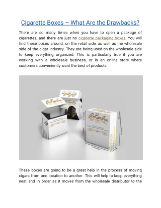 Cigarette Boxes – What Are the Drawbacks