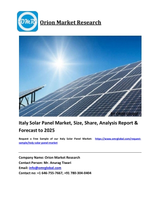 Italy Solar Panel Market Growth, Size, Share, Industry Report and Forecast 2019-2025