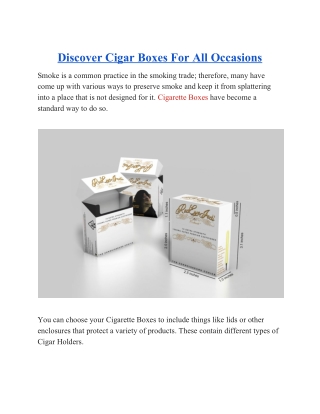 Discover Cigar Boxes For All Occasions