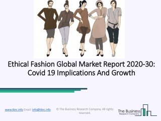Ethical Fashion Market Overview 2020, Growth Analysis and Business Insight