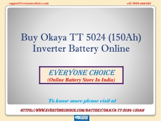 Buy Okaya TT 5024 (150Ah) Inverter Battery Online