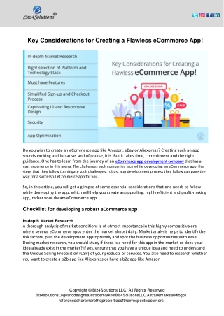 Key Considerations for Creating a Flawless eCommerce App!