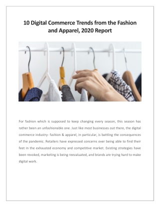 10 Digital Commerce Trends from the Fashion and Apparel, 2020 Report