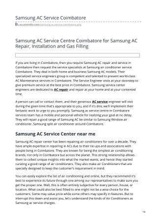 Samsung AC Service Coimbatore @9266608882 | Samsung Service Center Near Me