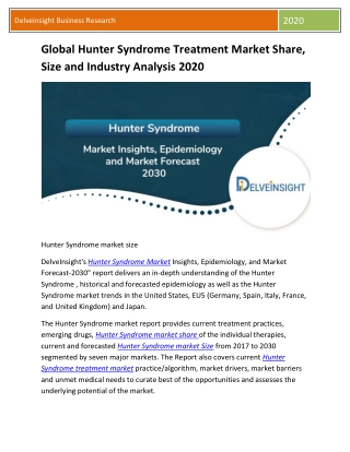 Global hunter syndrome treatment market trends and forecast to 2030
