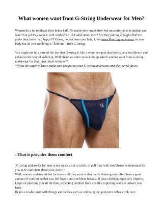What women want from G-String Underwear for Men?