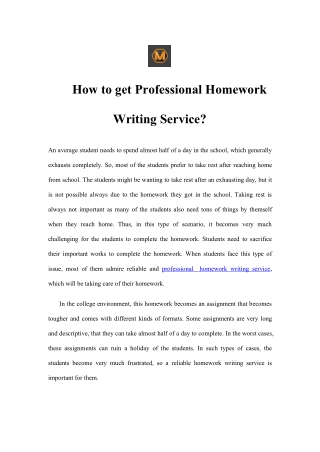 How to get Professional Homework Writing Service