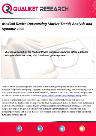Medical Device Outsourcing Market Trends Analysis and Dynamic 2026