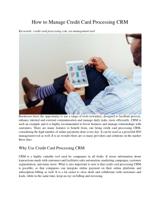 How to Manage Credit Card Processing CRM