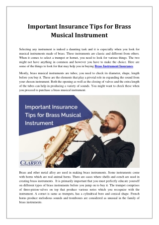 Important Insurance Tips for Brass Musical Instrument