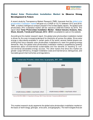 Solar photovoltaic (pv) installation market Size will Observe Lucrative Surge by the End 2023