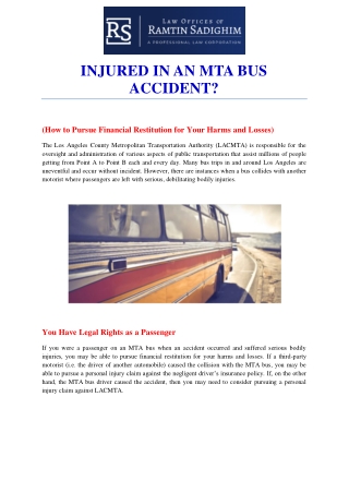 INJURED IN AN MTA BUS ACCIDENT?