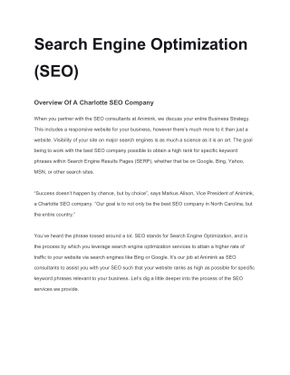 Search Engine Optimization Company in Charlotte, North Carolina