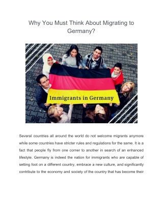 Why you must think about migrating to germany