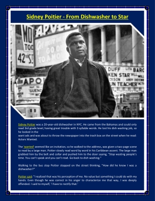 Sidney Poitier-From Dishwasher to Star