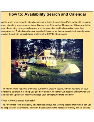 How to: Availability Search and Calendar