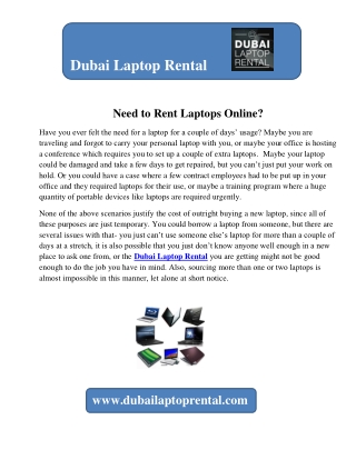 Need to Rent Laptops Online?