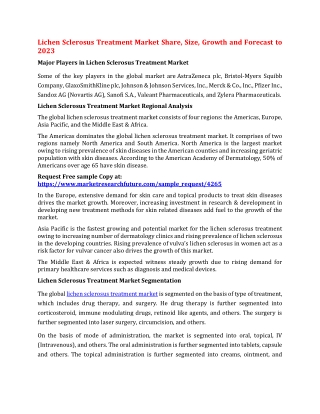 Lichen Sclerosus Treatment Market Share, Size, Growth and Forecast to 2023