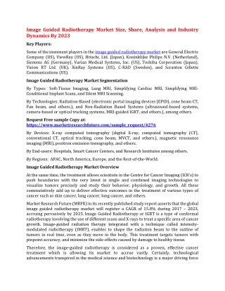 Image Guided Radiotherapy Market Size, Share, Analysis and Industry Dynamics By 2023